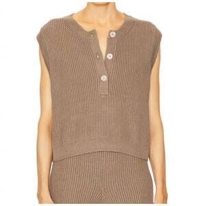 NEW STITCHES & STRIPES slater henley vest in pebble